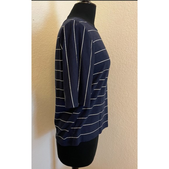 Cremieux Navy and White Stripes Top- Sz M - Picture 3 of 7